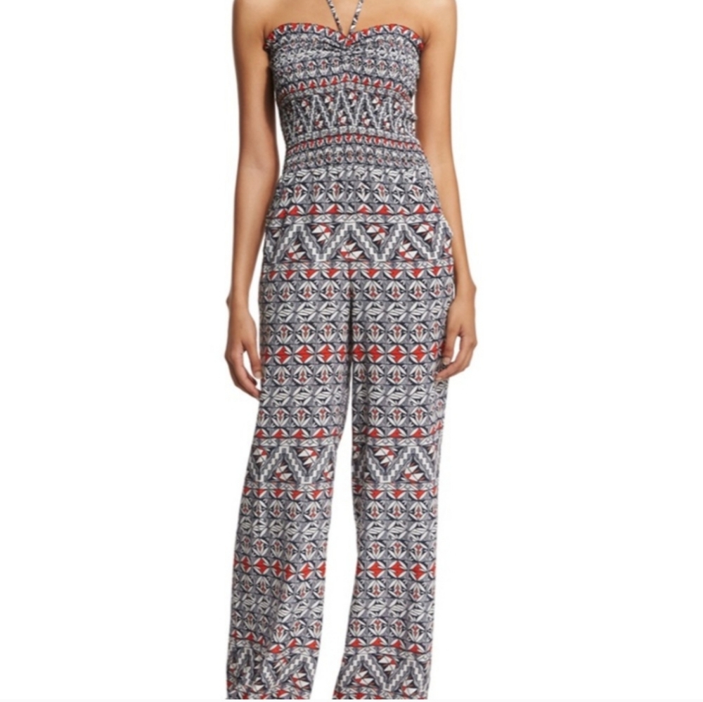 Tory Burch Geometric Print Jumpsuit - Red, Black, White